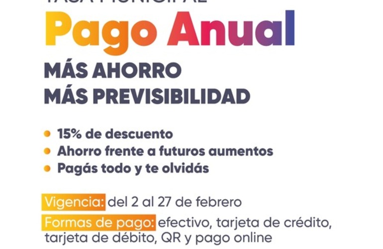 Imagen de Tasas municipales: Arroyo Seco lanza el Pago Anual 2026 con importantes beneficios para los vecinos