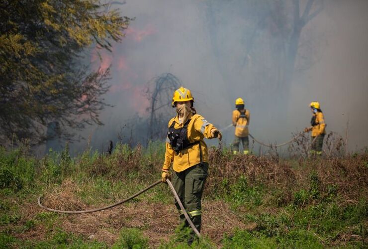 Imagen de Santa Fe presente en la Patagonia: 30 brigadistas combaten los incendios forestales