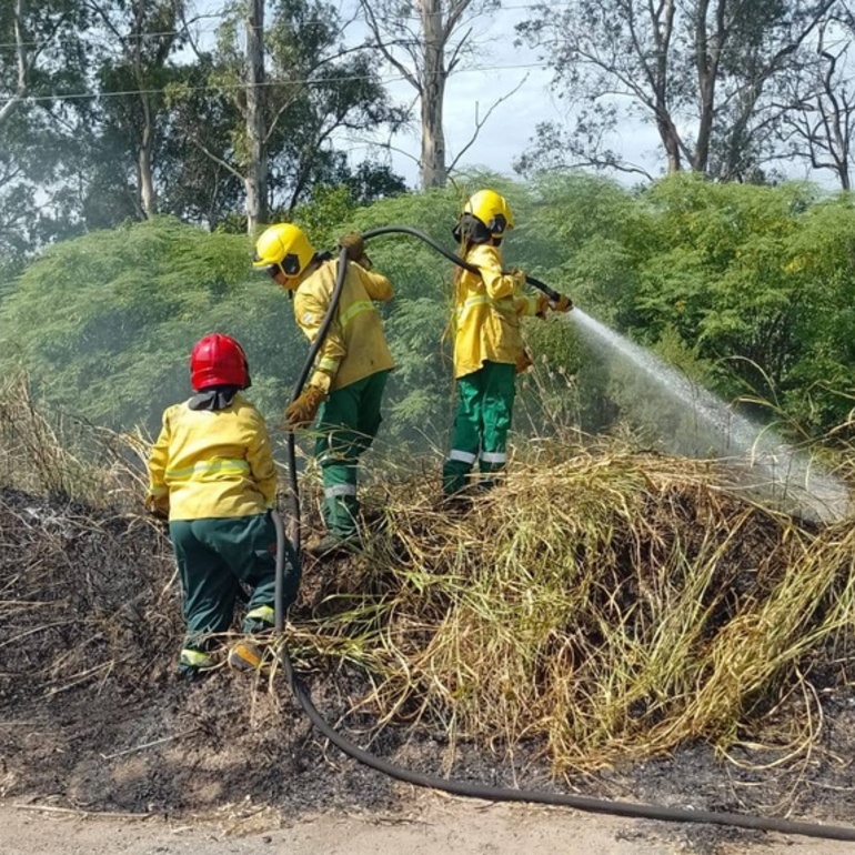 Imagen de Bomberos Voluntarios de Pav&oacute;n intervinieron en un incendio de pastizales sobre Ruta 21