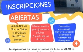 Imagen de Abrieron las inscripciones para alfabetizaci&oacute;n y formaci&oacute;n profesional en la Escuela Nocturna Flor de Ceibo
