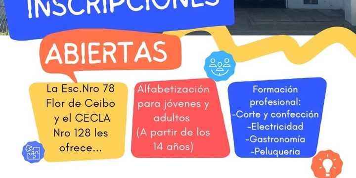 Imagen de Abrieron las inscripciones para alfabetizaci&oacute;n y formaci&oacute;n profesional en la Escuela Nocturna Flor de Ceibo