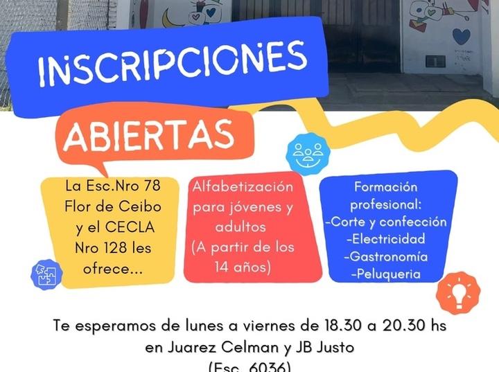 Imagen de Abrieron las inscripciones para alfabetizaci&oacute;n y formaci&oacute;n profesional en la Escuela Nocturna Flor de Ceibo