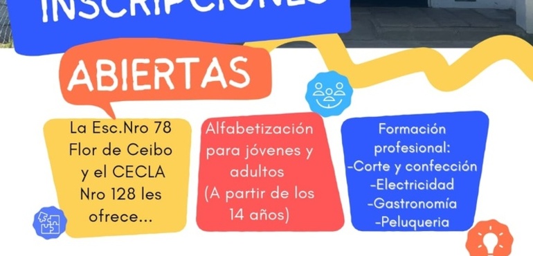 Imagen de Abrieron las inscripciones para alfabetizaci&oacute;n y formaci&oacute;n profesional en la Escuela Nocturna Flor de Ceibo