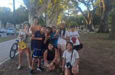 Los chicos entusiasmados con el encuentro.