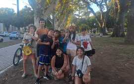 Los chicos entusiasmados con el encuentro.