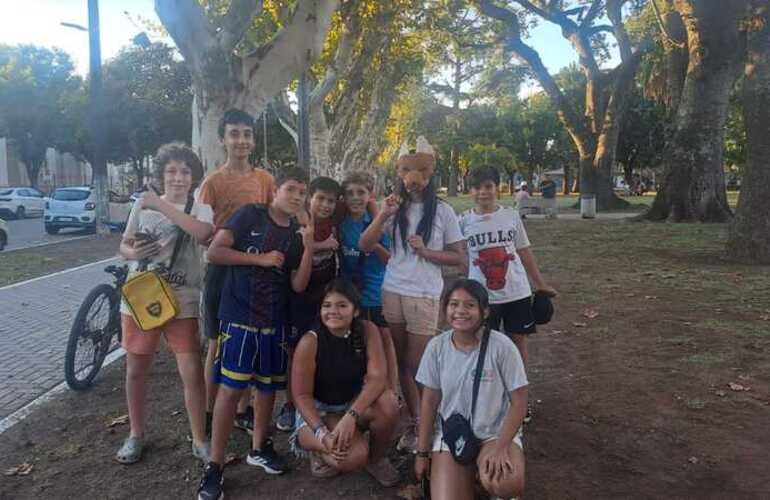 Los chicos entusiasmados con el encuentro.