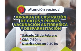 Imagen de Alvear realizar&aacute; jornada de castraci&oacute;n, vacunaci&oacute;n antirr&aacute;bica y desparasitaci&oacute;n