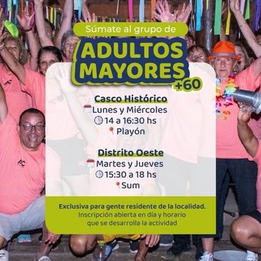 Imagen de Alvear invita a sumarse al grupo de Adultos Mayores +60