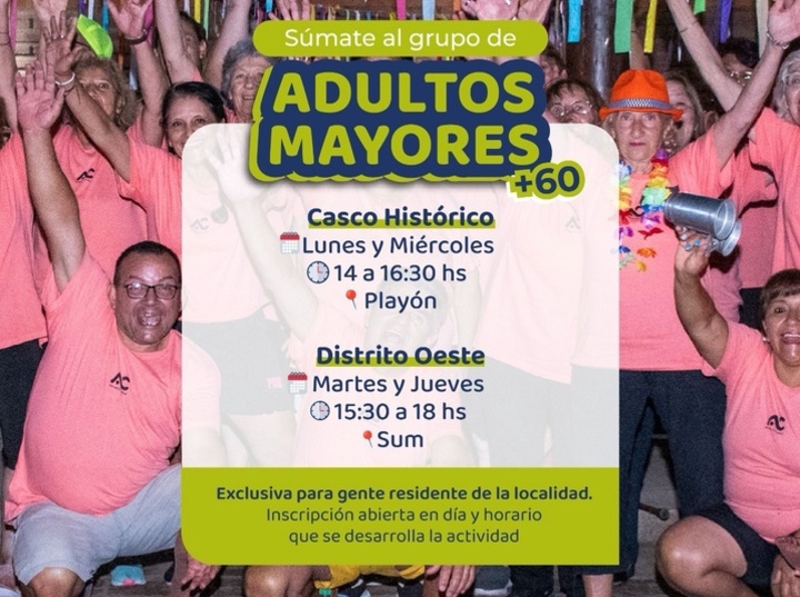 Imagen de Alvear invita a sumarse al grupo de Adultos Mayores +60