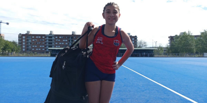 Imagen de Amparo Tisone de hockey Talleres, realiz&oacute; pr&aacute;ctica como arquera en el Mundialista de Rosario