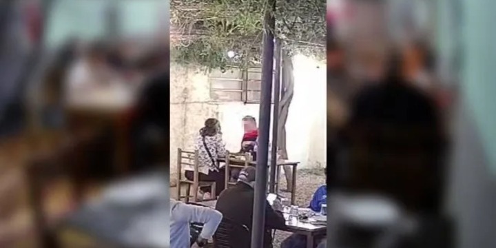 Foto. Captura de pantalla video La Cambicha. El hombre y la mujer fueron filmados en la parrilla de Gutenberg al 900.
