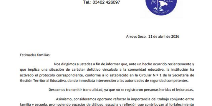 Imagen de Arroyo Seco: activaron protocolo de seguridad en el Colegio San Jos&eacute; tras un hecho delictivo dentro de la instituci&oacute;n