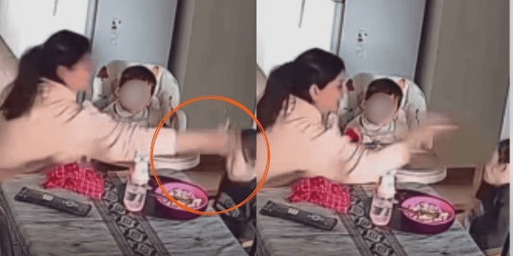"Comé bien", le dice antes de golpearla con una mano. "Comé bien", le dice antes de golpearla con una mano.