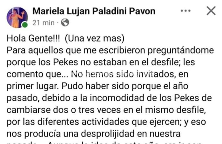 El posteo que abri&oacute; el debate pero fue eliminado de sus redes sociales.