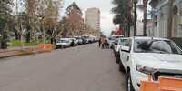 Ins&oacute;lito. Los veh&iacute;culos municipales salieron del corral&oacute;n pero para una manifestaci&oacute;n organizada por la Municipalidad