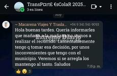 El mensaje que la empresa envi&oacute; a los pap&aacute;s en la tarde de ayer.