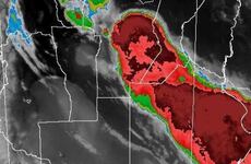 Imagen del SMN a las 21: la llegada de un frente frío y las posibles tormentas. (SMN)