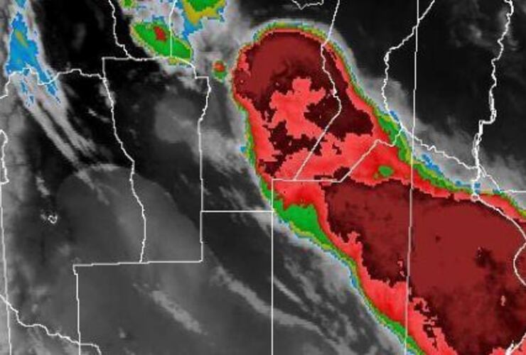 Imagen del SMN a las 21: la llegada de un frente frío y las posibles tormentas. (SMN)