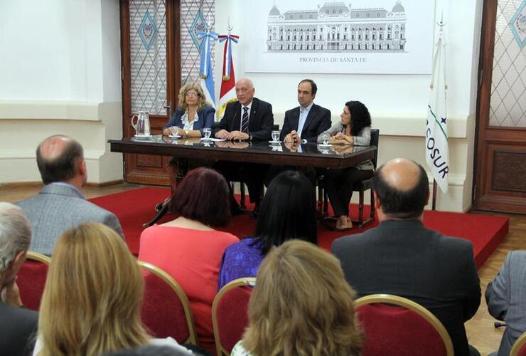 Balagué, Bonfatti, Corral y Bifarello, durante el acto.