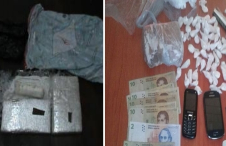 Varios kilos de cocaína, marihuana, celulares y dinero, parte de lo secuestrado.