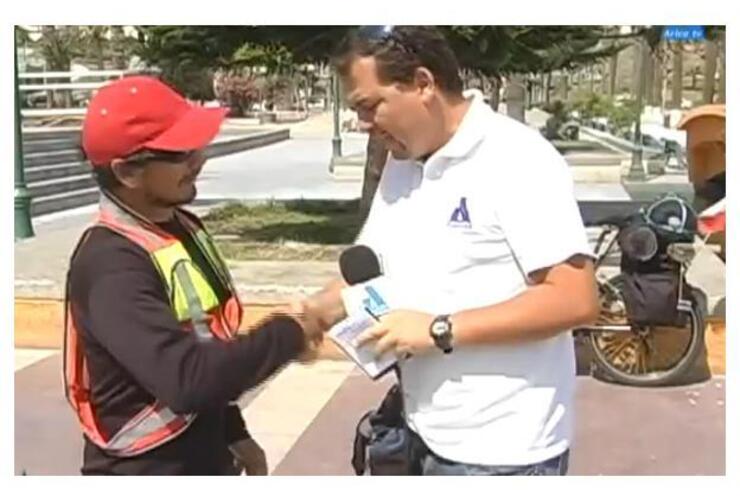 Ganahin, un aficionado al ciclismo de montaña y que tiene entre sus hazañas haber escalado el Aconcagua. (Captura de TV)