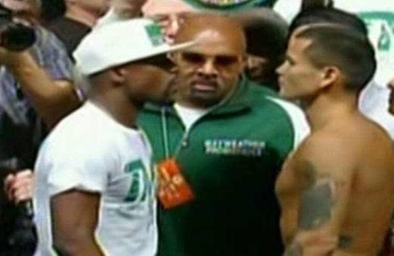 Imagen de Maidana y Mayweather, en peso y listos para la revancha