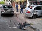 Entre Ríos y Ayolas. Así quedaron dos de los vehículos impactados por la Duster. Foto: Angel Amaya. La Capital