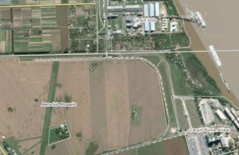 El complejo de Cargill en Alvear y en V. G. Gálvez. Foto: Google maps