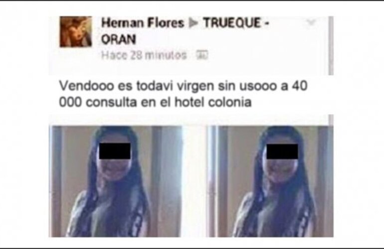 Imagen de Ofrecen a una nena virgen por $40 mil en Facebook