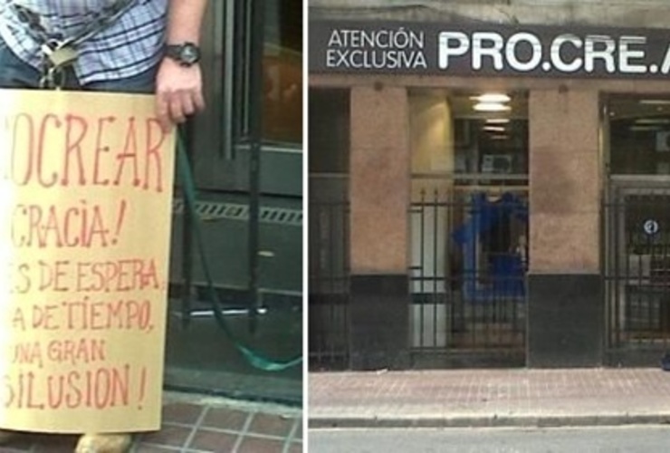 Imagen de Se encadenó a la puerta del banco porque no le pagan el crédito Procrear