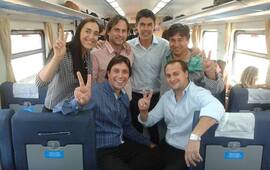 Esteban Ferri, César Gigli, Rodolfo Stangoni y José López también formaron parte de la comitiva. Foto: Facebook Juventud Peronista Gral Lagos
