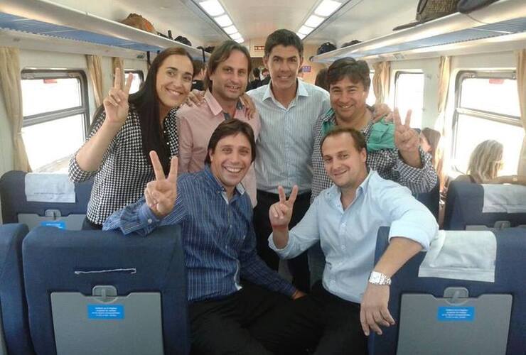 Esteban Ferri, César Gigli, Rodolfo Stangoni y José López también formaron parte de la comitiva. Foto: Facebook Juventud Peronista Gral Lagos
