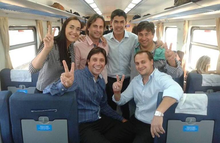 Esteban Ferri, César Gigli, Rodolfo Stangoni y José López también formaron parte de la comitiva. Foto: Facebook Juventud Peronista Gral Lagos