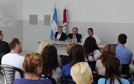 Lenci, Ciancio y Gherardi encabezaron el acto de firma del convenio.