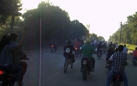 Una caravana rumbo al Motoencuentro que se realizó en Andino en 2013