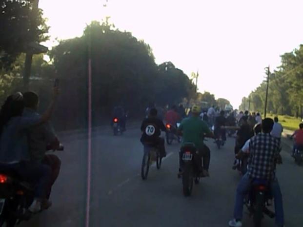 Una caravana rumbo al Motoencuentro que se realizó en Andino en 2013