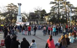 La concentración fue en la Plaza 9 de Julio