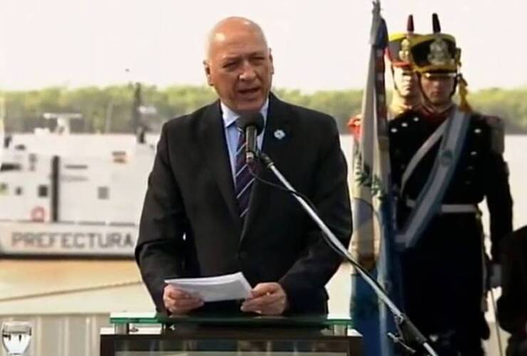 En el acto. Antonio Bonfatti durante su discurso en Rosario