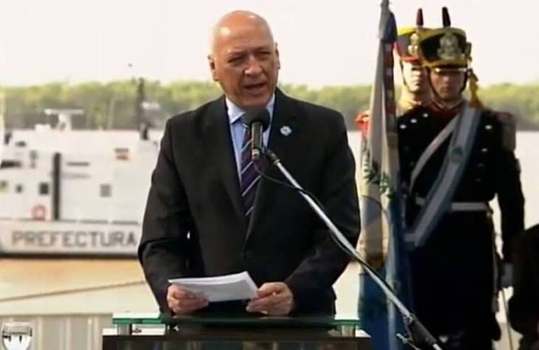 En el acto. Antonio Bonfatti durante su discurso en Rosario