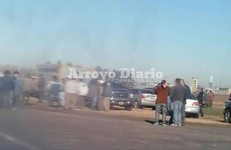 Los productores esta mañana en la protesta