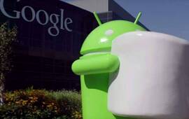 El logotipo de Android Marshmallow, frente a las oficinas de Google.