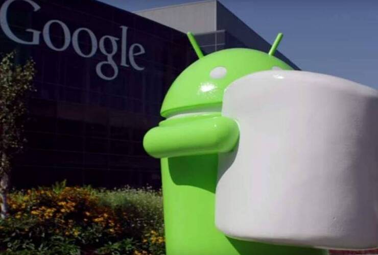 El logotipo de Android Marshmallow, frente a las oficinas de Google.