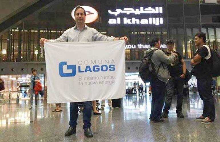 Esteban Ferri en el aeropuerto de Shanghái. Foto: Notilagos