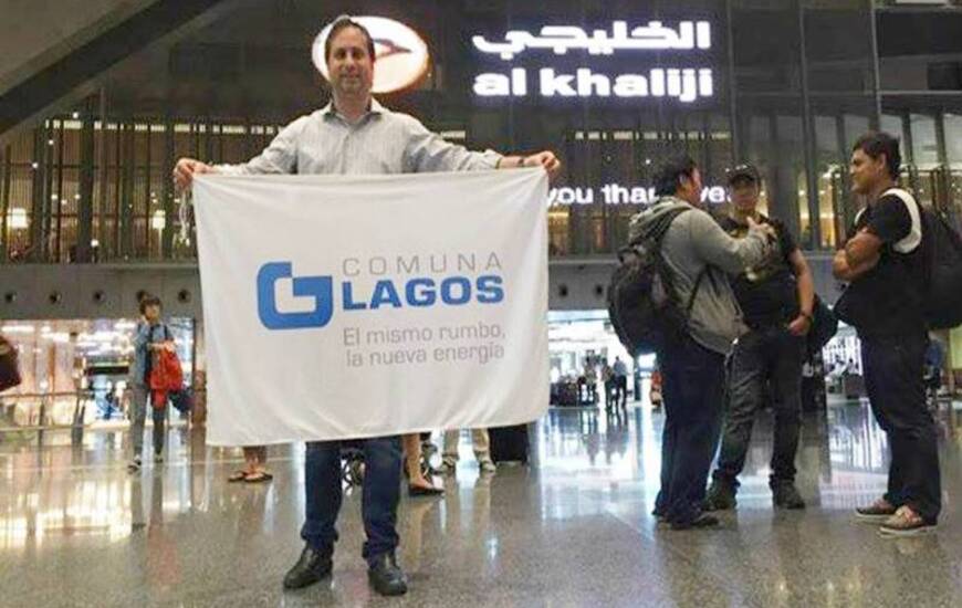 Esteban Ferri en el aeropuerto de Shanghái. Foto: Notilagos