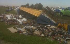 Imagen de Cami&oacute;n volc&oacute; sobre la autopista Rosario - Buenos Aires