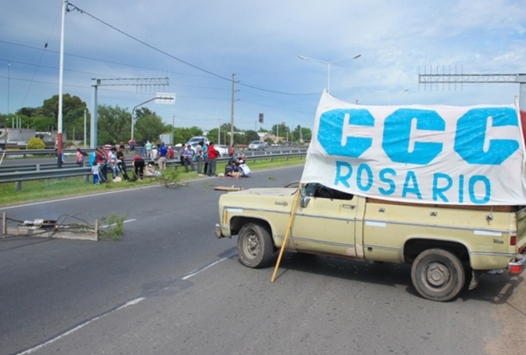 Circunvalación y España, en otro piquete de la CCC. Foto: Rosario3