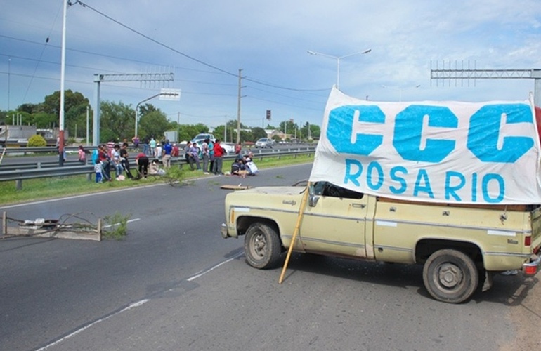 Circunvalación y España, en otro piquete de la CCC. Foto: Rosario3