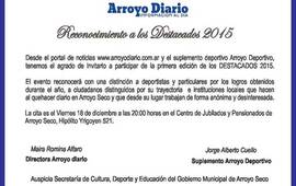 Imagen de Arroyo Diario, premia a los DESTACADOS 2015