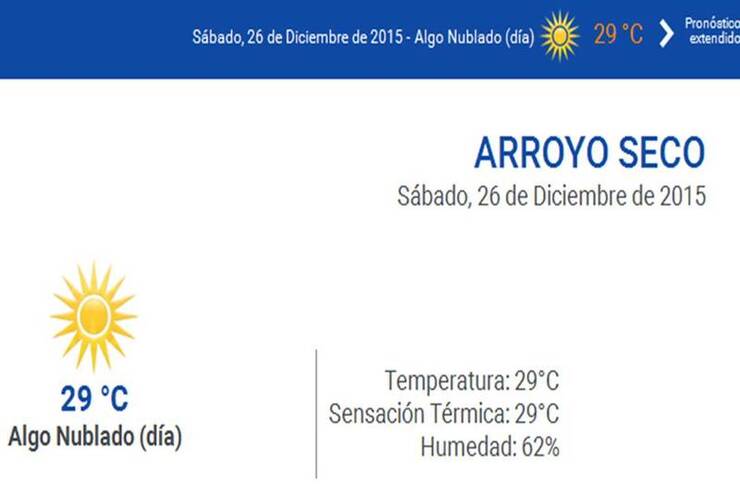Consultá el pronóstico extendido en nuestro portal www.arroyodiario.com.ar