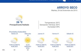 Durante las 24 horas consult&aacute; el pron&oacute;stico en nuestro portal www.arroyodiario.com.ar